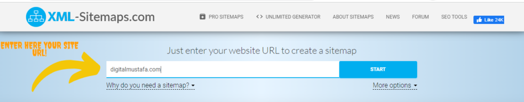Step 1: Enter your Website URL and click start.